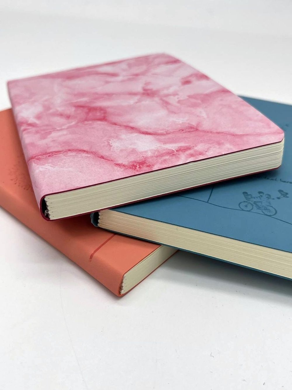 Набор 3 блокнота 88л (138*102мм) лин. бирюз.,роз.мрамор, персиковый (5447-5)