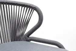 "Милан" стул плетеный из роупа, каркас алюминий белый шагрень, роуп светло-серый круглый, ткань светло-серая