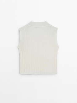 Massimo Dutti Топ из смесовой шерсти, натуральный, кремовый