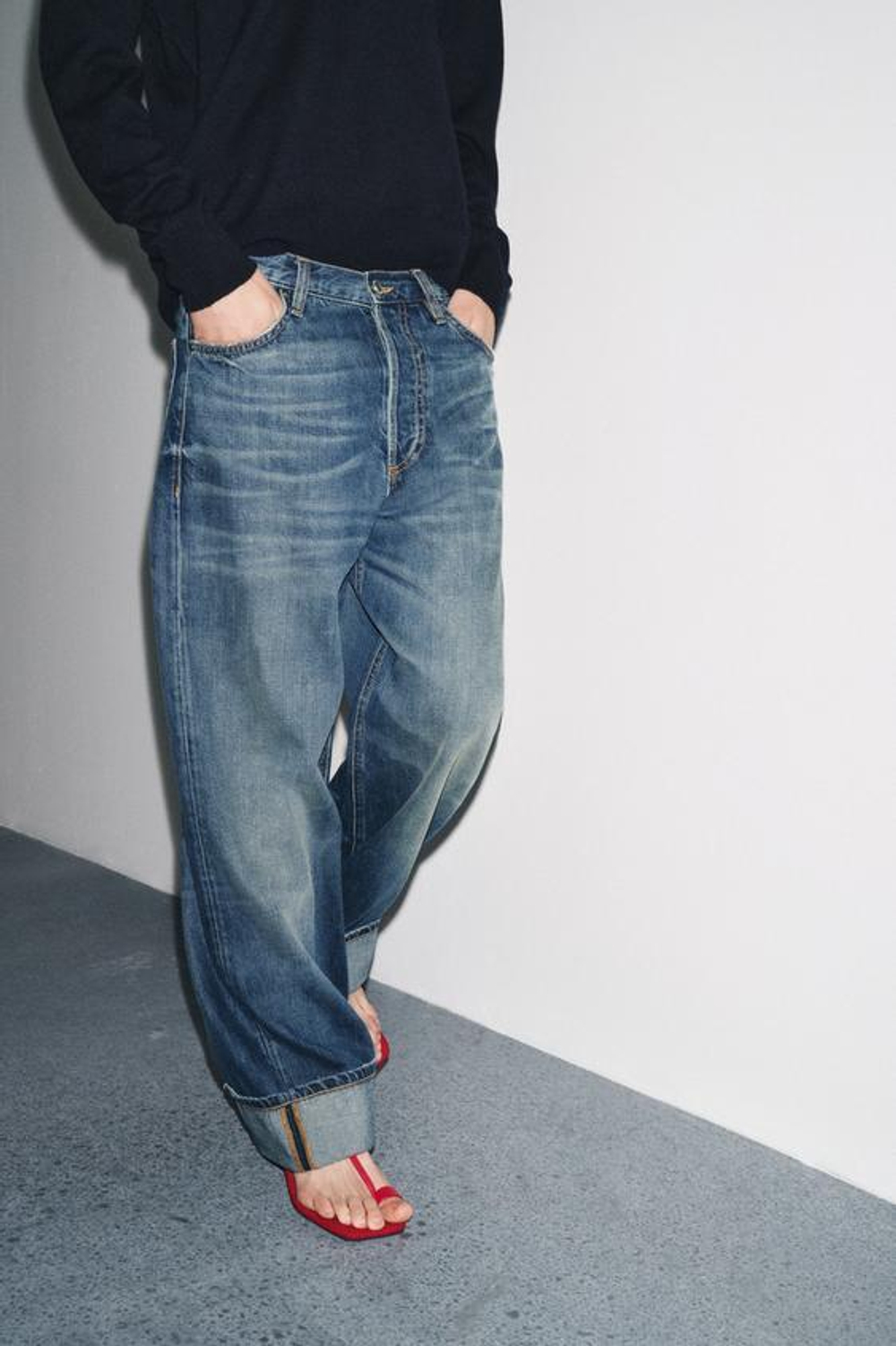 ZARA ДЖИНСЫ BAGGY С НИЗКОЙ ПОСАДКОЙ — ZW COLLECTION, СИНИЙ