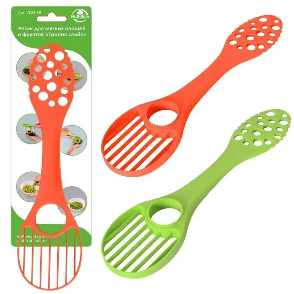 Резак для мягких овощей и фруктов Тропик слайс, 22см. 2 цв.