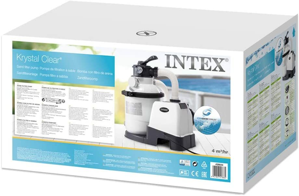 Песочный фильтр-насос для бассейна 6000 л/ч Intex 26646 (SX2100), песчаный фильтрующий насос Krystal Clear (полный комплект)