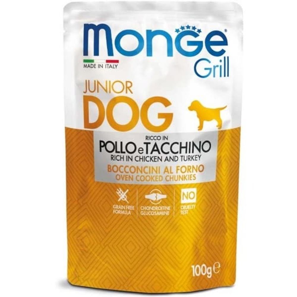 Monge Dog 100г. Grill PUPPY&amp;JUNIOR Pouch паучи для щенков с курицей и индейкой