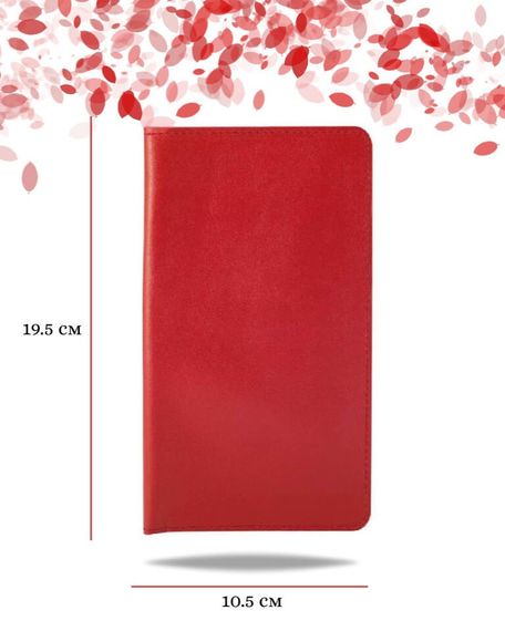 Фото функционального кошелька Классического из красной кожи хитрый лис Инфографика Размеры