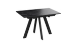 Стол кухонный обеденный раздвижной Черный муар/Керамика матовая черный мрамор 120(160)х80х76 см