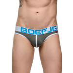 Темно-серые мужские трусы-слипы с провокационной надписью на задней части (Размер: M) (Цвет: темно-серый)