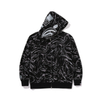 A Bathing Ape Marbling Camo Shark Relaxed Fit Full Zip Худи черный