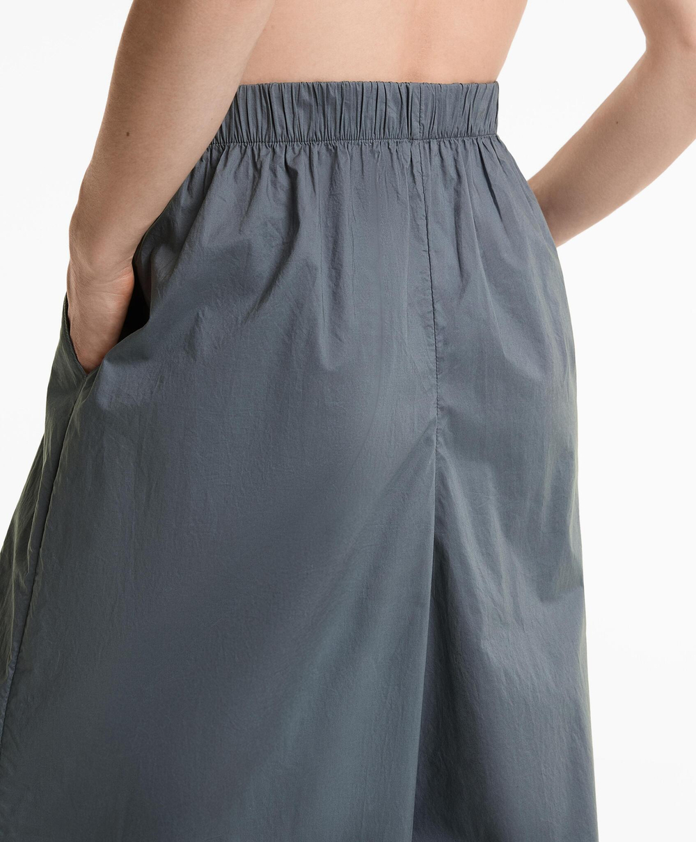 OYSHO Брюки широкие из 100% хлопкового поплина, сине-серый