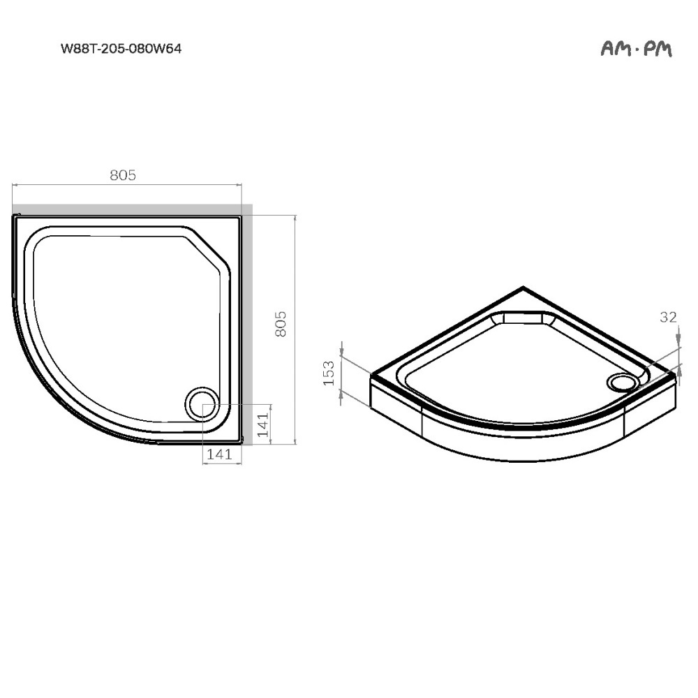 Поддон AM.PM X-Joy W88T-205-080W64 белая