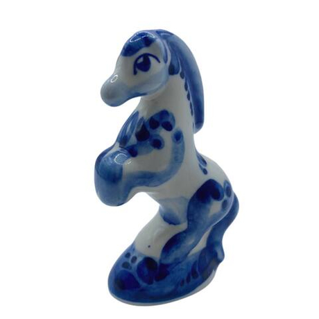 Фигурка Лошадка маленькая на дыбах гжель