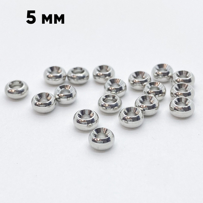 Бусина, цвет серебро (родий), размер 5*2,5, цена за 10 шт