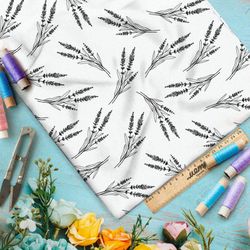 Ткань муслин эскиз душицы на белом фоне