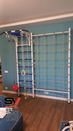 Монтаж шведской стенки Sv Sport с канатным лазом в пеноблочные, газоблочные стены