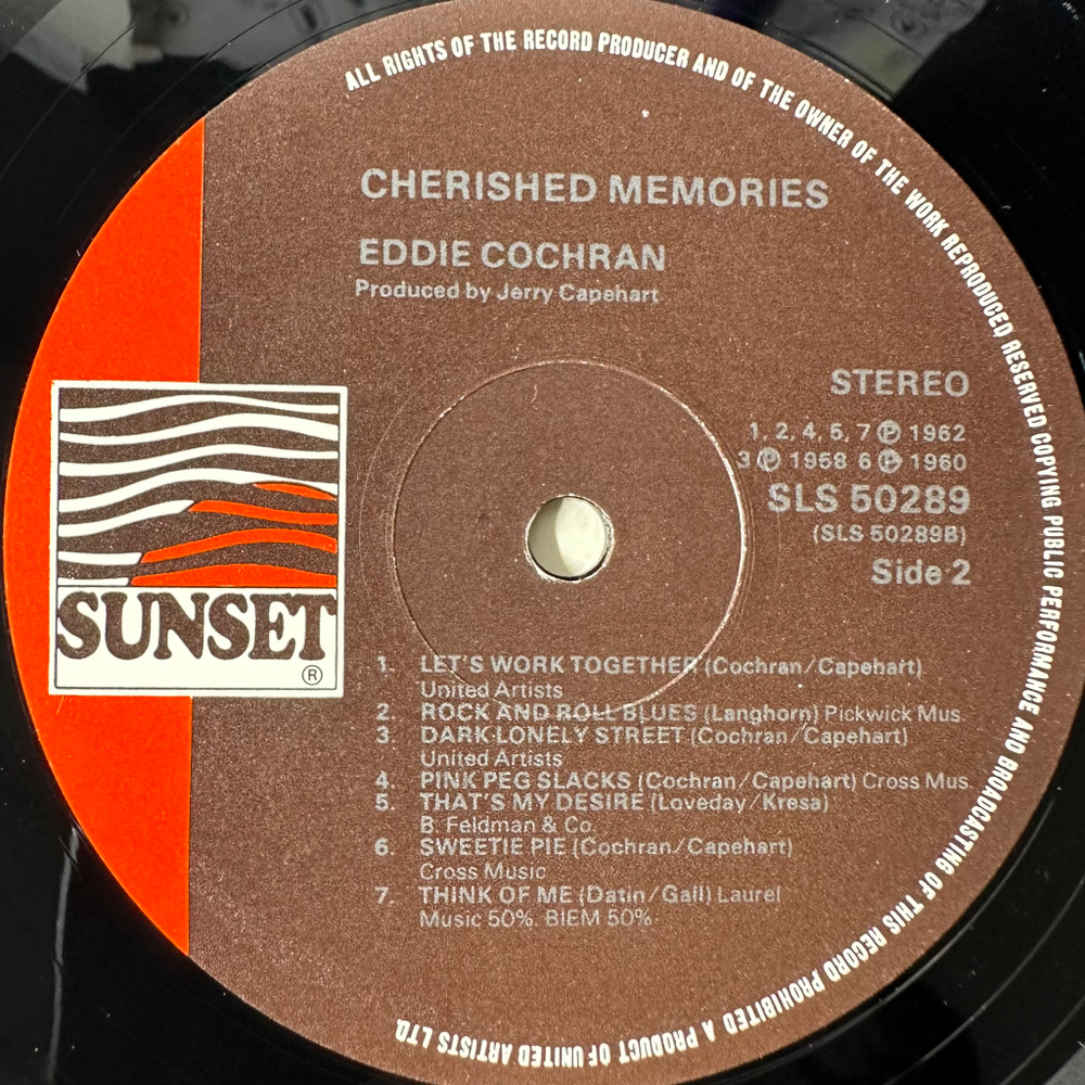 Eddie Cochran ‎– Cherished Memories (Англия 1978г.)