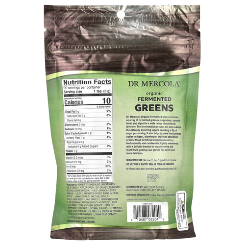Dr. Mercola, органическая ферментированная зелень, 270 г (9,5 унции)