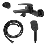 Смеситель для ванны Azario Conda с ручным душем, керамический картридж, шланг 150 см, черный матовый (AZ-K3011B)