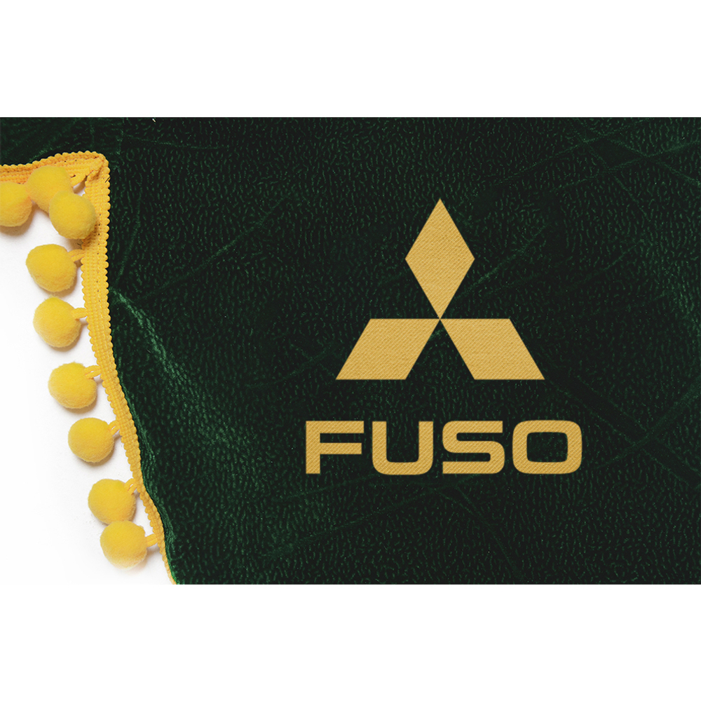 Ламбрекен с косынками Fuso (флок, зеленый, желтые шарики)