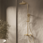 Душевая стойка Vincea Desire VSFS-1D1TBG термостатическая с изливом, 25см верх душ, брашированное золото