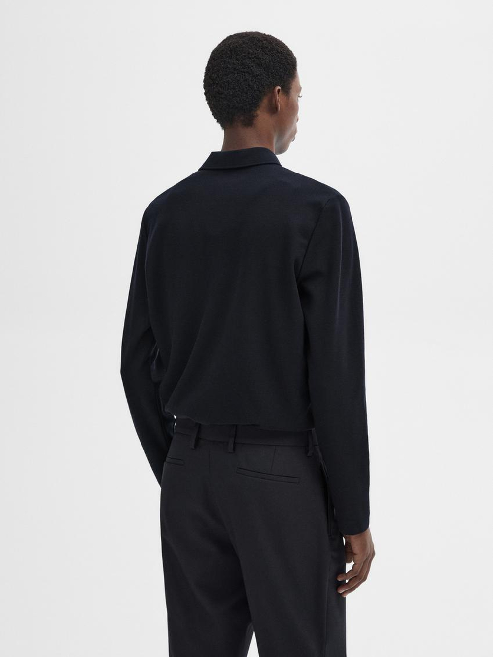 Massimo Dutti Поло с пуговицами, темно-синий