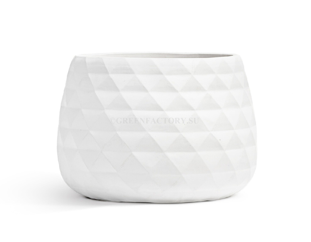 Кашпо TREEZ ERGO - серия Diamond - Низкая чаша - Белый камень