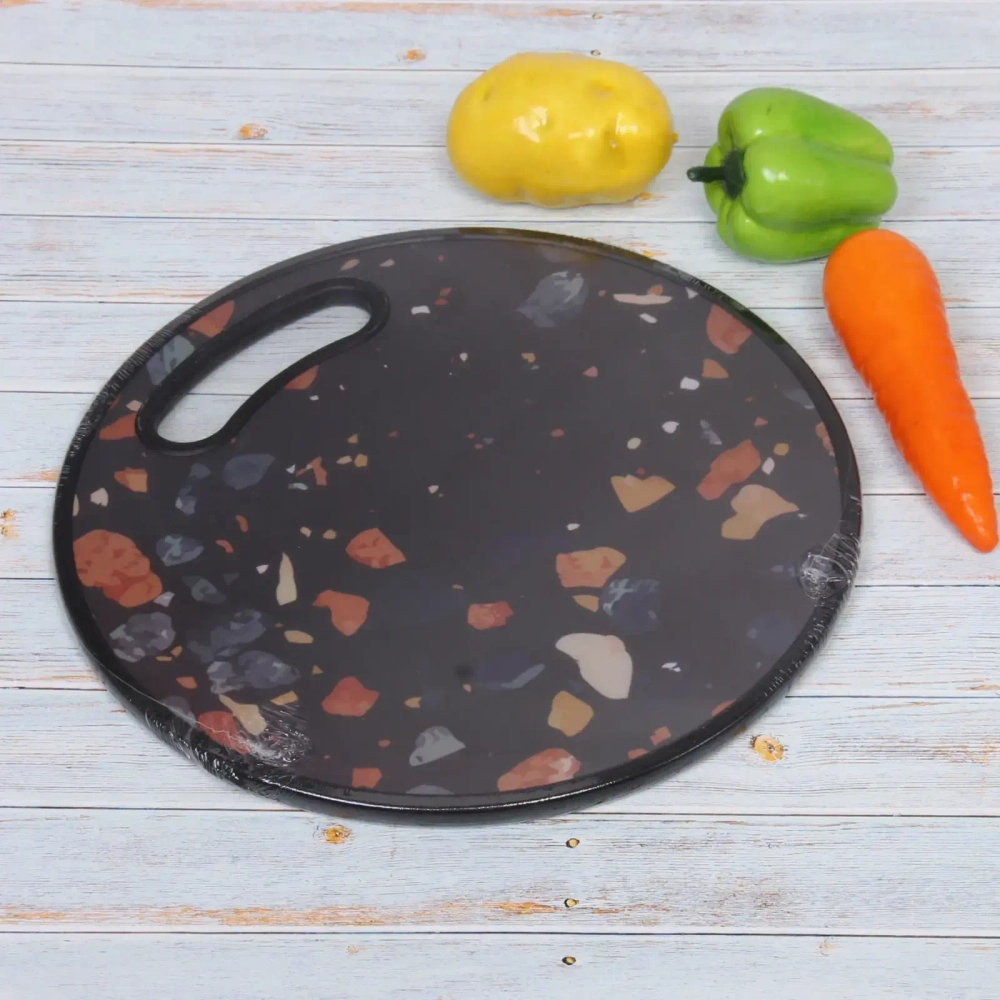 Доска разделочная пластиковая «Stone» 30*1см Крошка темная, круглая