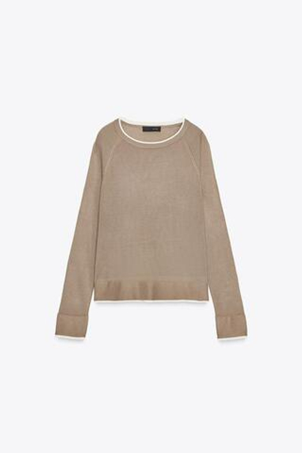 ZARA ТРИКОТАЖНЫЙ ДЖЕМПЕР, СЕРО-КОРИЧНЕВЫЙ