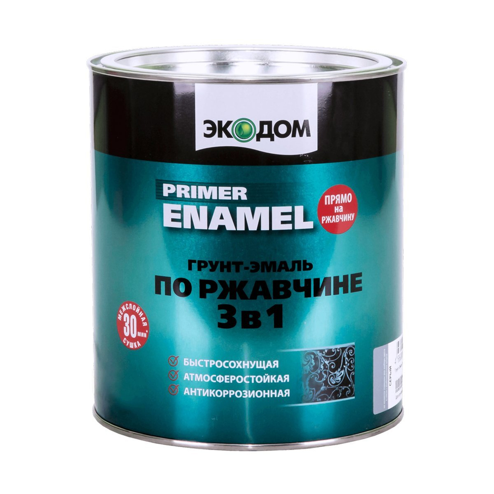 ГРУНТ- ЭМАЛЬ ПО РЖАВЧИНЕ ЭКОДОМ 3В1 ЧЕРНАЯ 2,2КГ