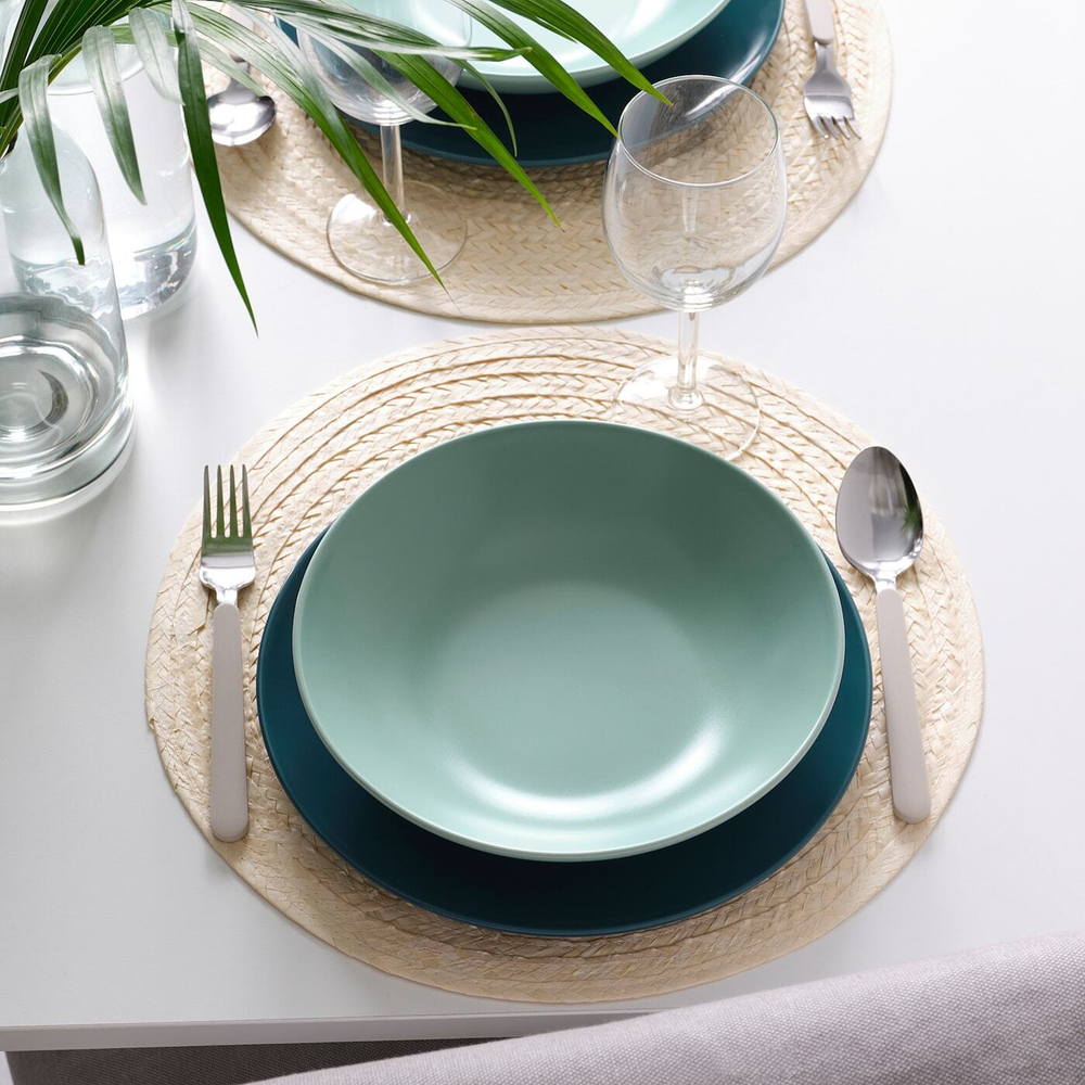 IKEA FÄRGKLAR  (ИКЕА ФÄРГКЛАР)  -  Глубокая тарелка, матовая светло-бирюзовая, 23 см
