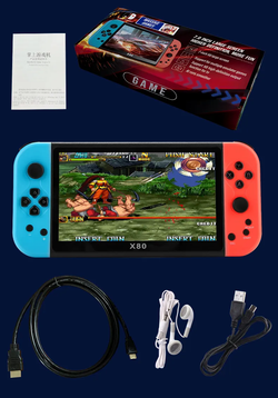 Портативная игровая приставка X80 16 GB, 20000 встроенных ретро-игр, 7,0 дюймовый экран, сини-красный