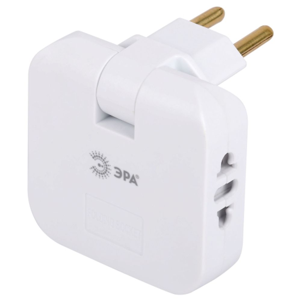Разветвитель электрический ЭРА SPF-2-FL-USBC поворотный на 2 розетки + 2USB A+C 10А белый | Электротовары