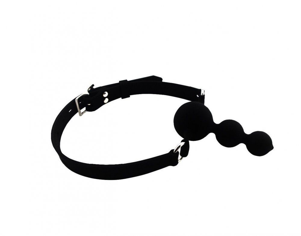 Кляп-страпон из силикона черный 9,5 см