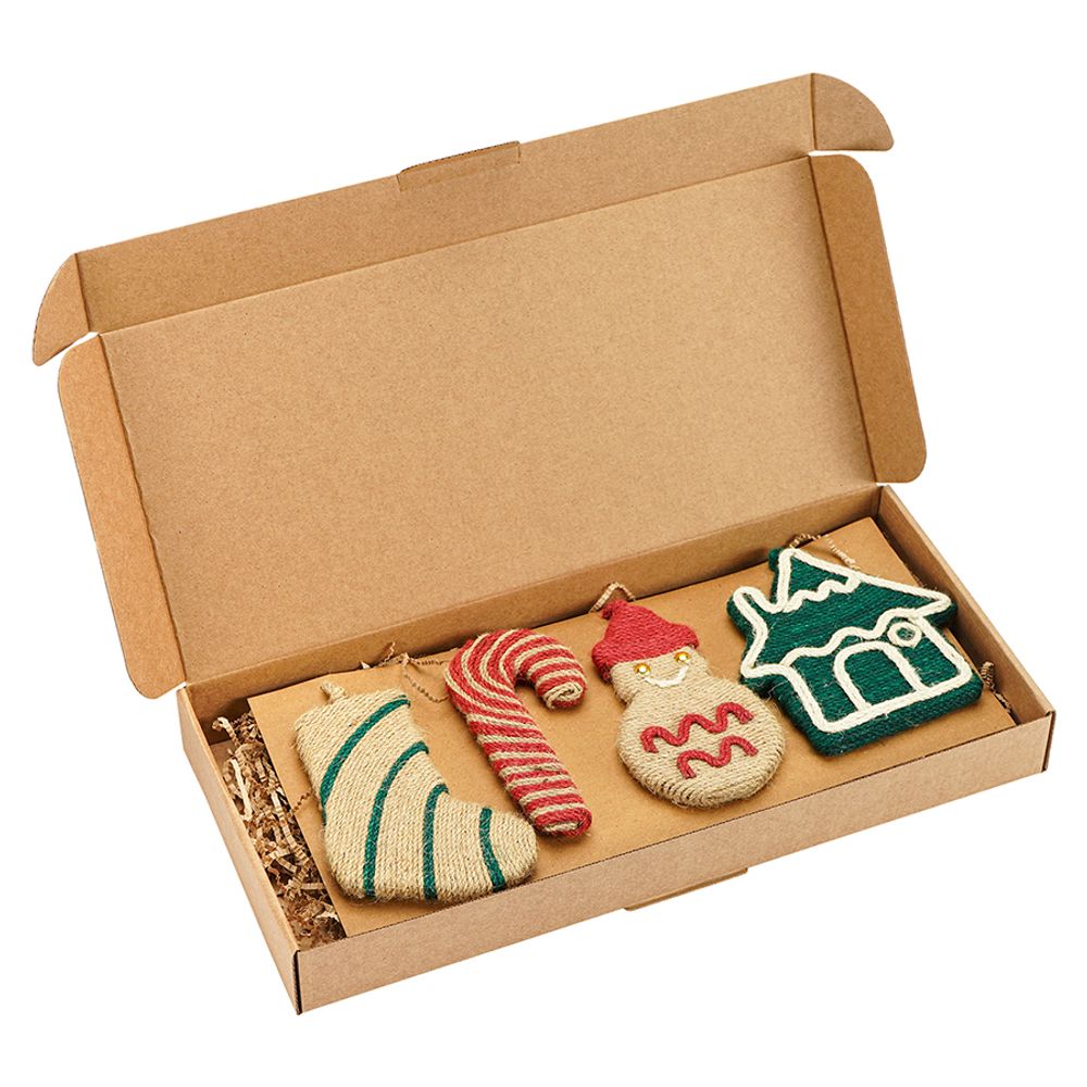 Набор елочных украшений Classics из джута и гофрированного картона из коллекции New Year Essential, 4 шт.