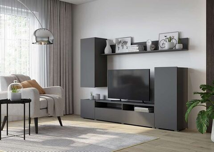 Гостиная Лира ЛДСП, Серый Графит, 2130х1680х350