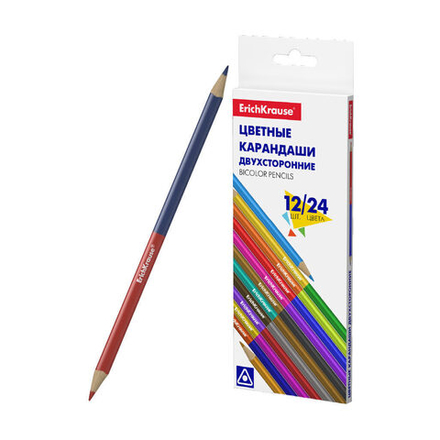 Карандаши цвет. двусторонние 12шт./  Bicolor 24цв. Erich Krause Basic трехгранные