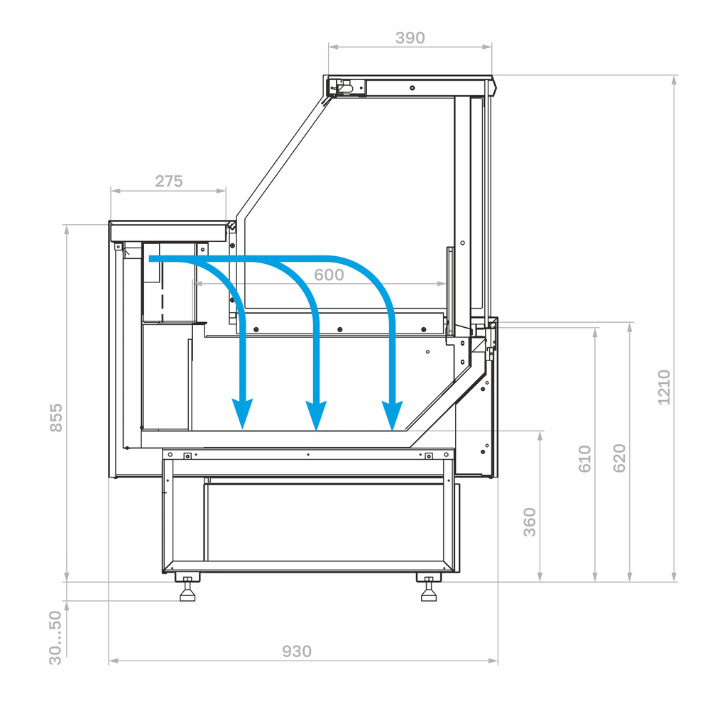 Морозильная витрина Carboma PALM 3 GC95 SL 1,25-1 без боковин (версия 2.0)
