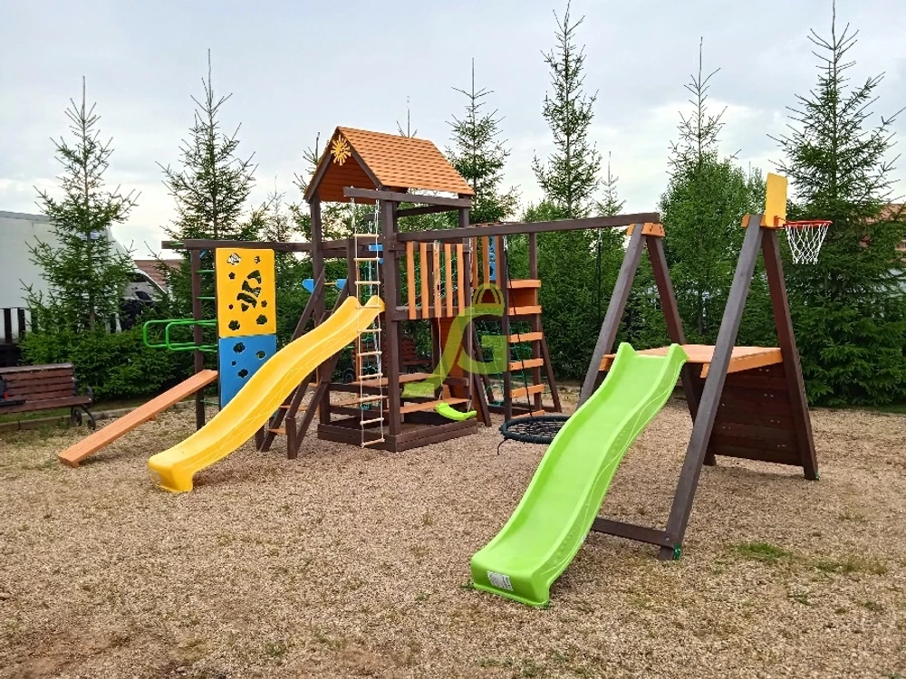 Детская площадка Спорт 3 с качелями гнездо 100см