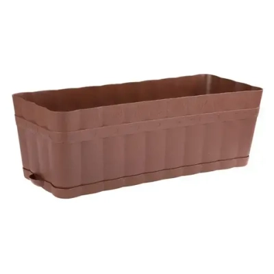 Ящик для цветов Изюминка 12л с поддоном (коричневый) (комплект 14 шт)