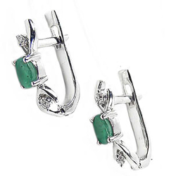 Серьги "Туам" изумруд, циркон