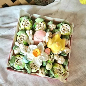 Зефир пасхальный «Цыпленок с цветами» / 18*18 см