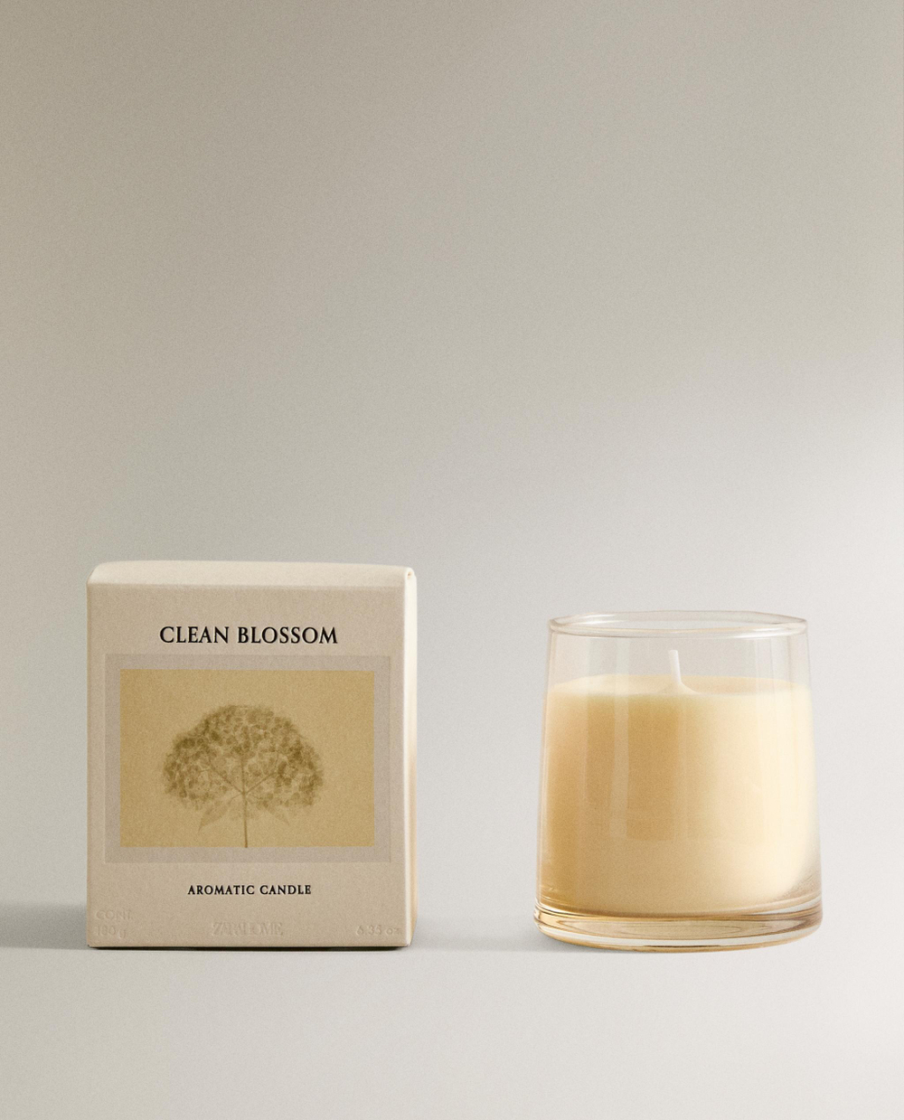 Zara Home Свеча ароматическая Clean Blossom 180 г, растительный воск, аромат цветочный, Розовый