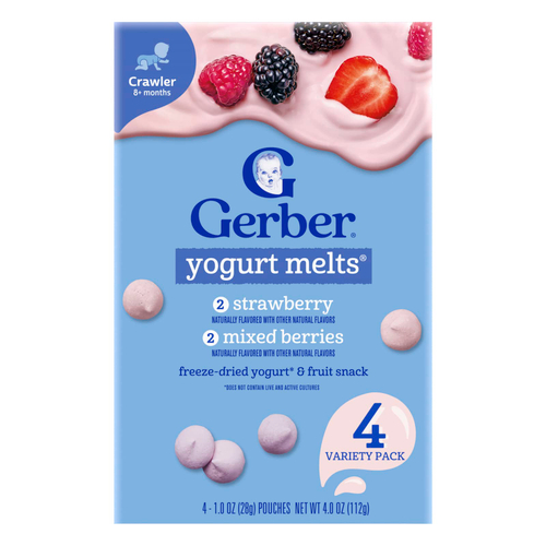 Gerber, Yogurt Melts®, для детей от 8 месяцев, ассорти из 4 шт. по 28 г (1 унция)