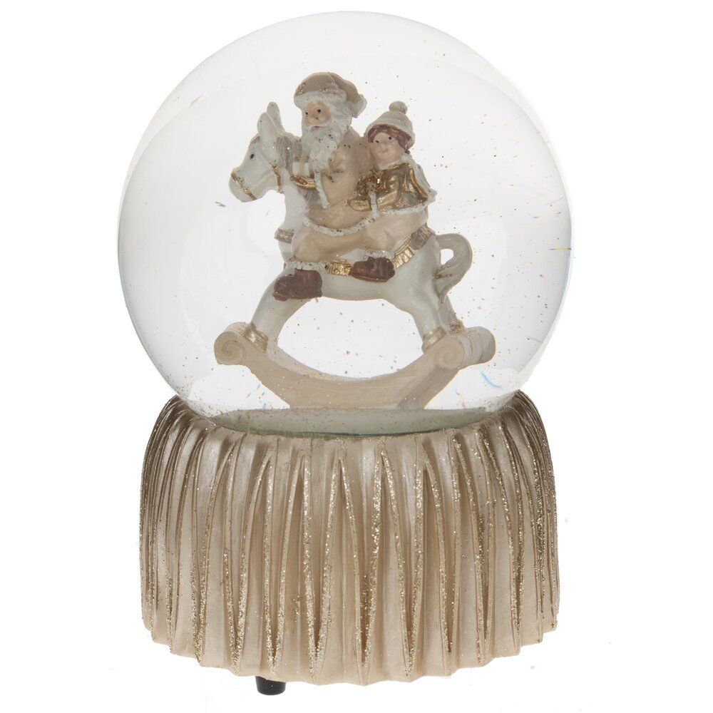GAEM Фигурка декор в стекл шаре "Дед Мороз на лошадке" (муз с ключ), D 9 см, L9,5 W9,5 H14 см