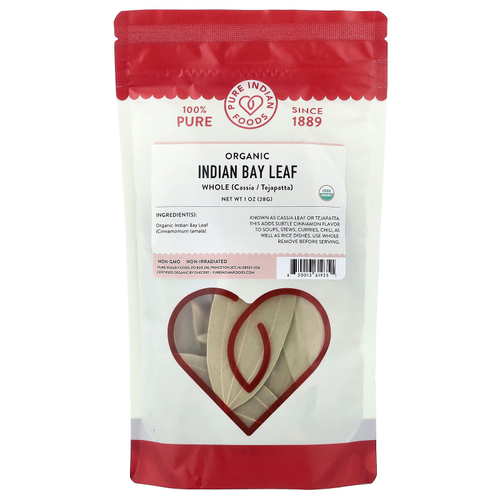 Pure Indian Foods, Органический индийский лавровый лист, цельный, 28 г (1 унция)