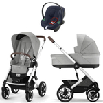 Коляска Cybex Talos S Lux SLV complete Aton B2 Bay Blue Base One 4 в 1 Stone Grey с дождевиками