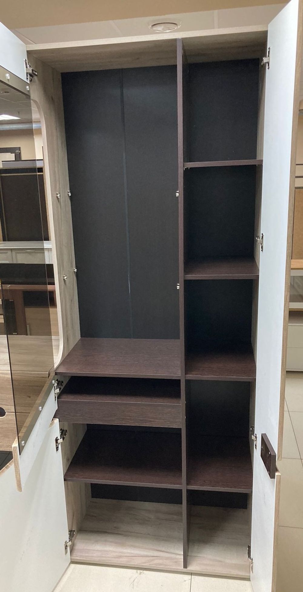 Шкаф витрина правая (440) Ультра серый крафт/дуб приморский