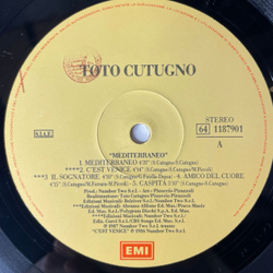 Винтажная виниловая пластинка LP Toto Cutugno Mediterraneo (Италия 1987)