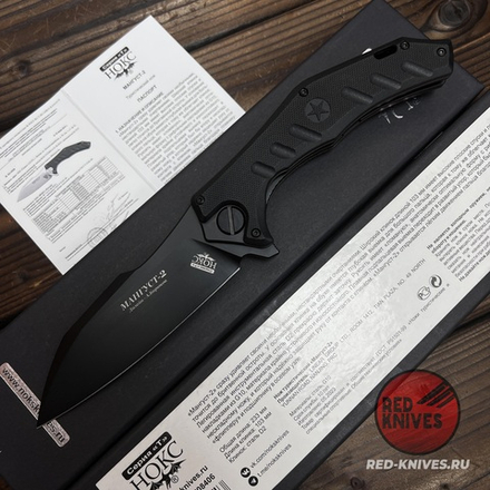 Складной нож НОКС Мангуст-2 336-708406 (Black Red) c клинком из стали D2, рукоять G10