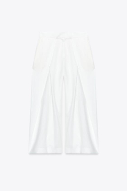 ZARA БРЮКИ С ЗАЩИПАМИ ОБЪЕМНОГО КРОЯ — ZW COLLECTION, БЕЛЫЙ