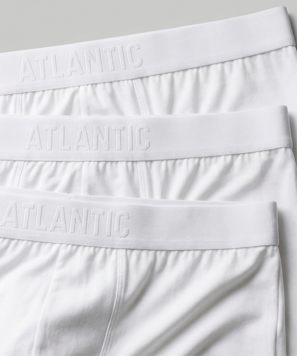 Мужские трусы шорты Atlantic, набор из 3 шт., бамбук, белые, Basic 3BMH-016