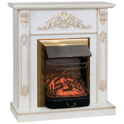 Электрокамин RealFlame Anita WT дуб белый с золотой патиной с очагом Majestic Lux Brass